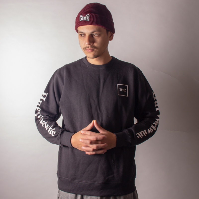 Moletom Crewneck Huf Essentials Domestic Preto